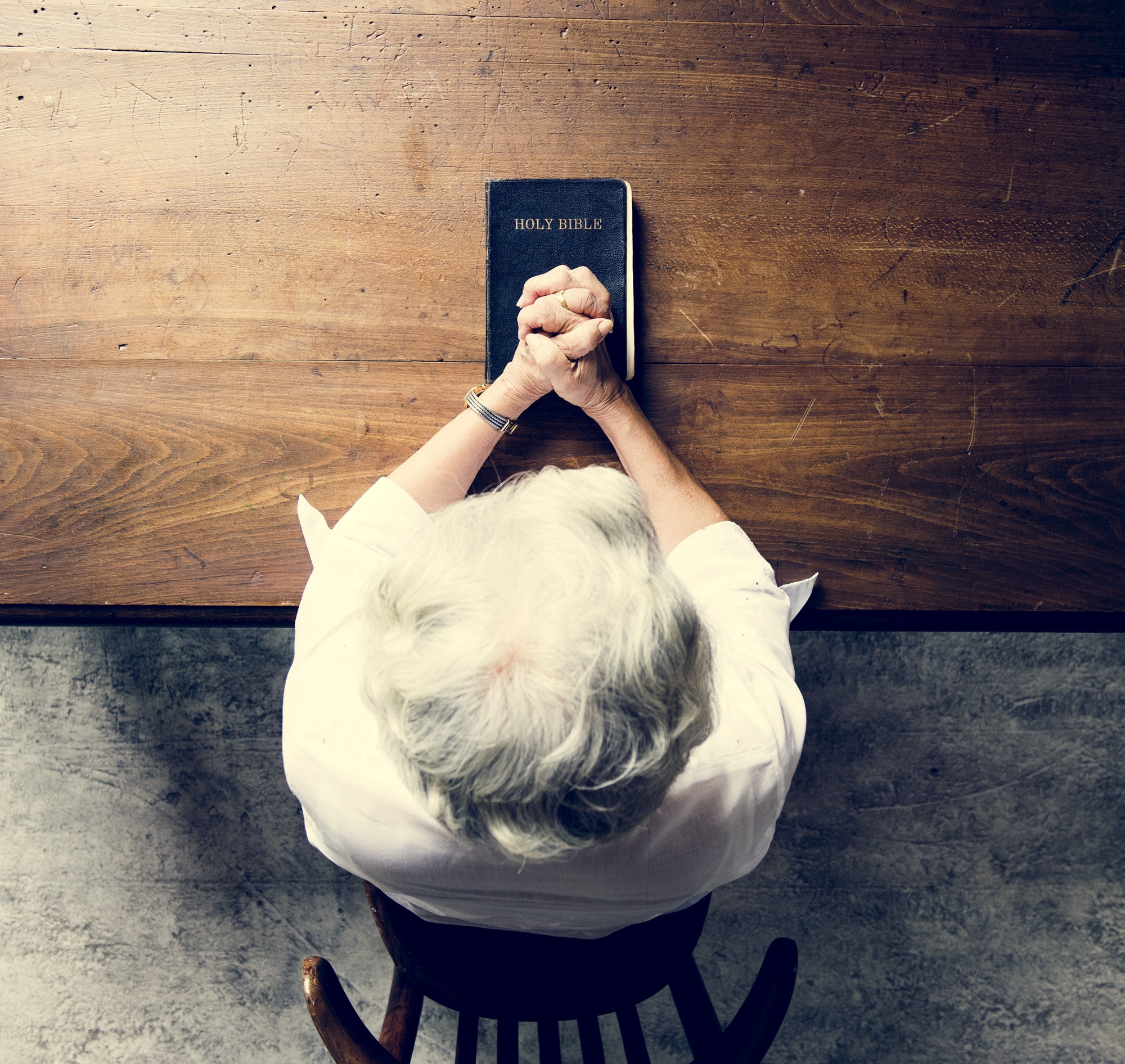 Senior woman prayer faith in christianity religion